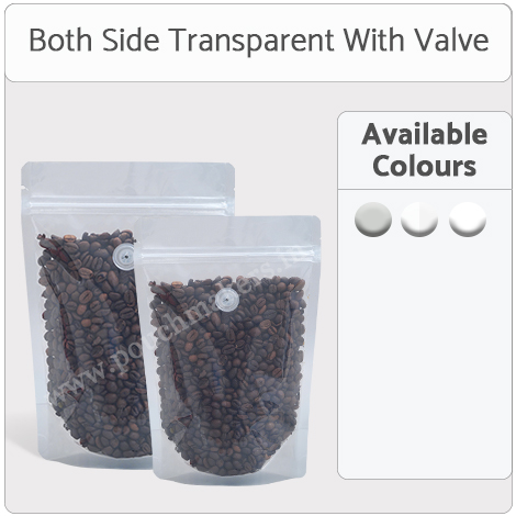 Both Side Transparent Stand Up Pouches With Valve