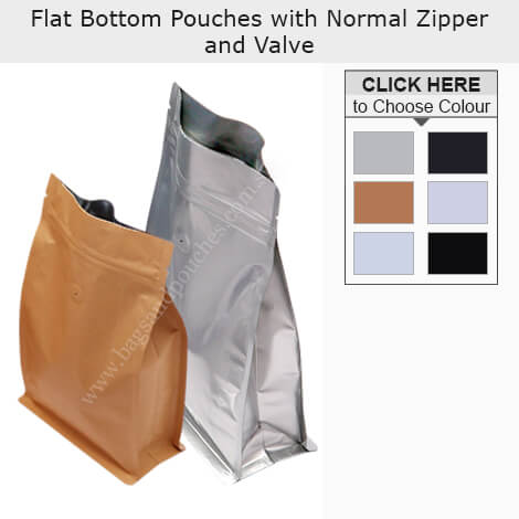 Flat Bottom Pouches With Normal Zipper and Valve