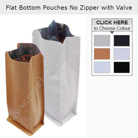 Flat Bottom Pouches No Zipper With Valve