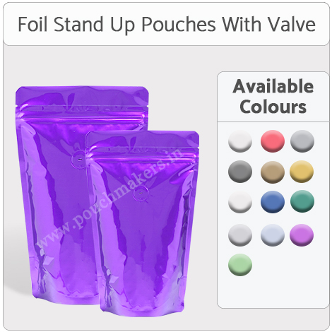 Foil Stand Up Pouches With Valve