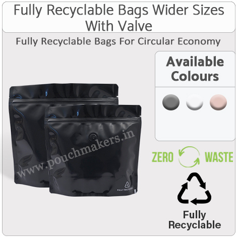 Recyclable Stand Up Pouches With Valve Wider Width Size