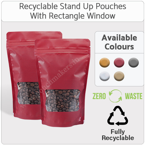 Recyclable Stand Up Pouches With Rectangle Window 