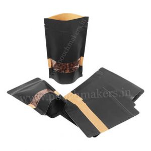 black paper pouches with rectangle window 