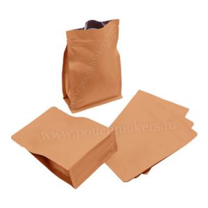 Brown Paper Flat Bottom Pouches With Normal Zipper