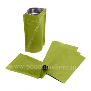 Green Kraft Paper Stand Up Pouches With Valve
