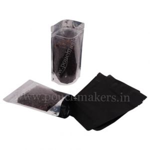 Clear / Matt Black Stand Up Pouches with Zip