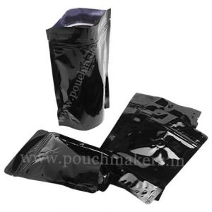 Shiny black pouches